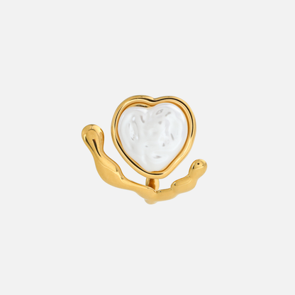 Pearl Heart Ring (Adjustable)
